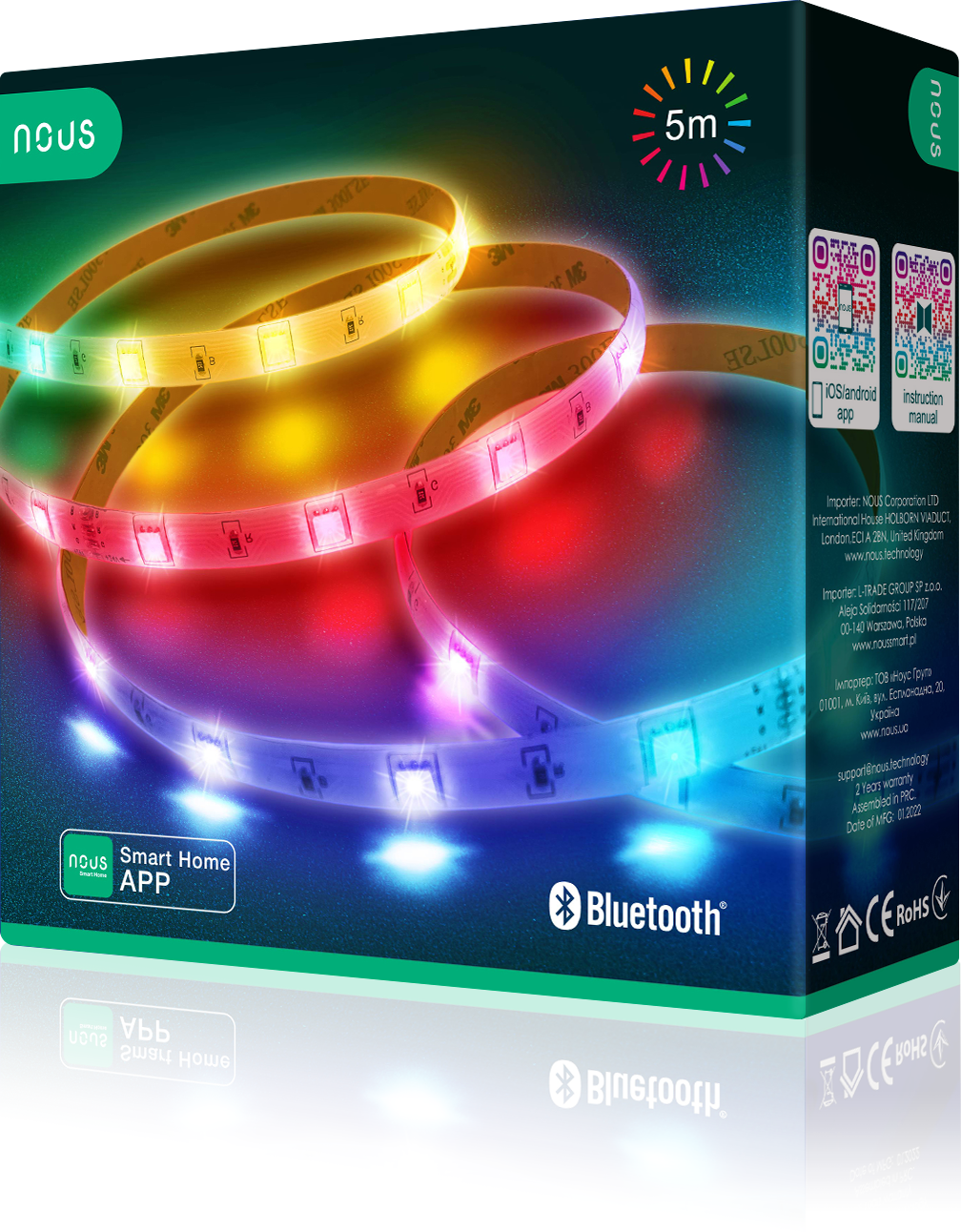 banda led nous rgb f6, 5m, bluetooth, control aplicatie - imagine 8